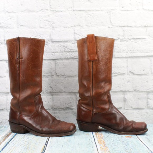 Frye Square Toe Tall Riding Leather Boots Size 8 - Picture 3 of 9